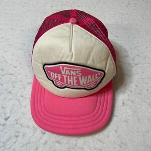 Vans Off The Wall Trucker Hat Pink White Mesh Snapback‎ Baseball Cap Adult